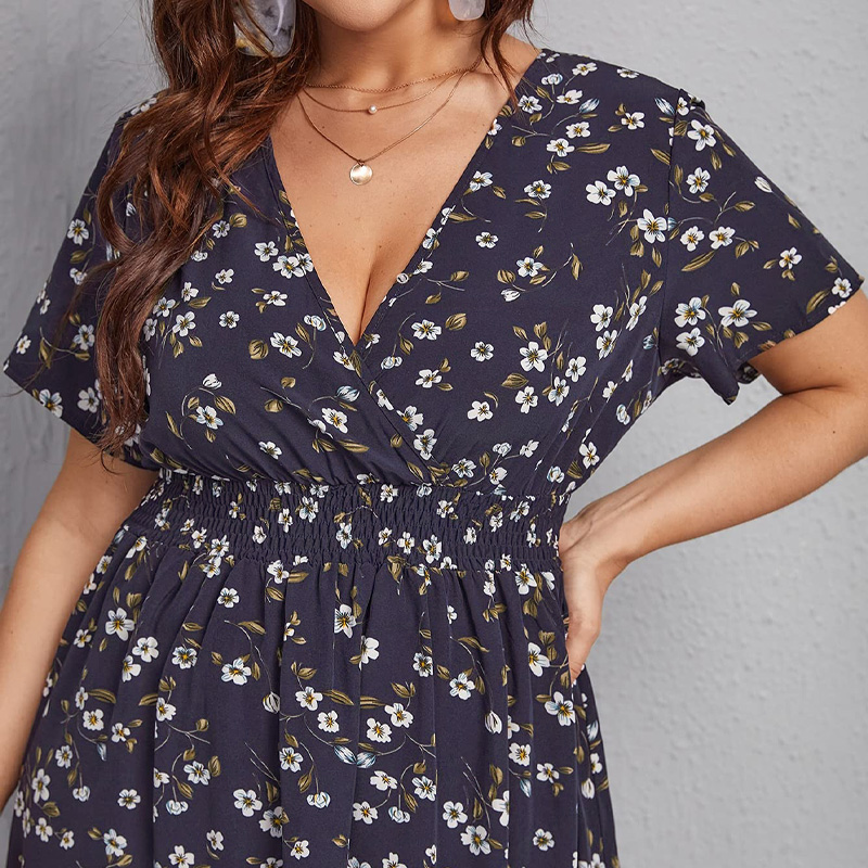 Plus Size Women's Dress, Flowe - Romper Floral Print 评论和价格