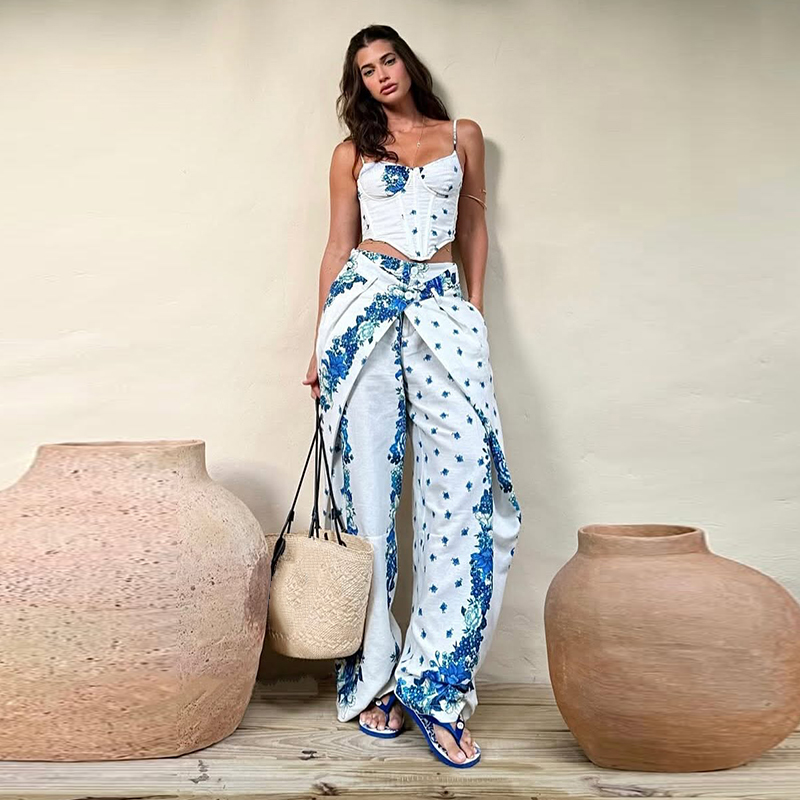 Sexy Printed Vest Trouser Wome - Romper Floral Print 评论和价格