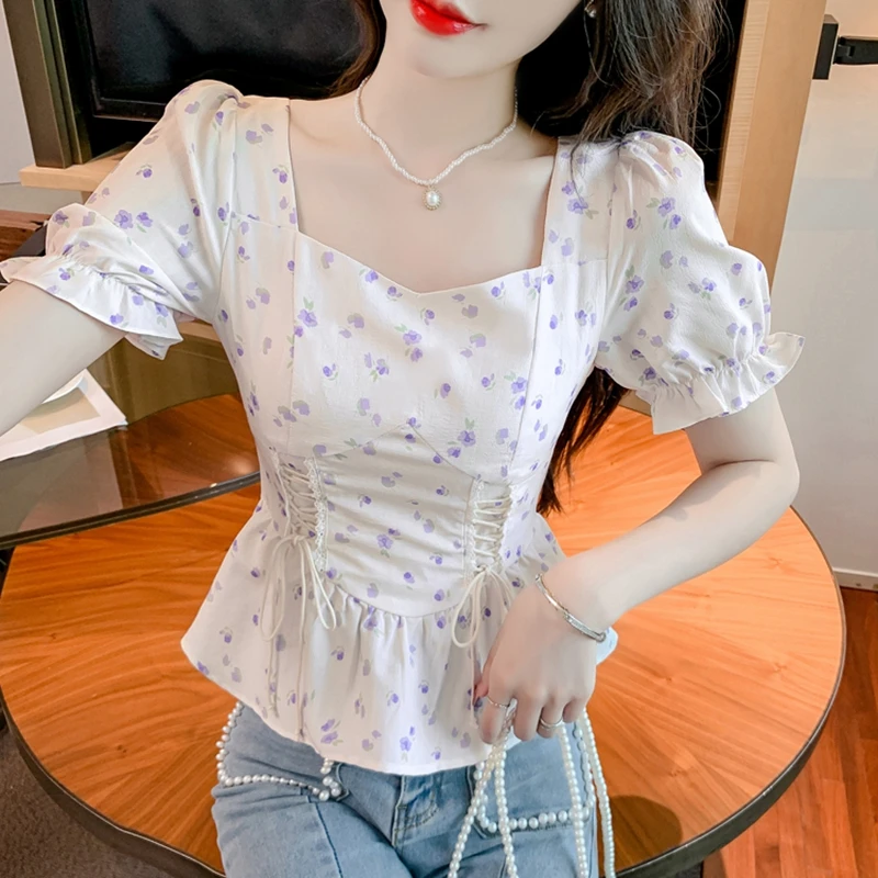Vintage Summer Printed Blouses - Romper Floral Print 评论和价格