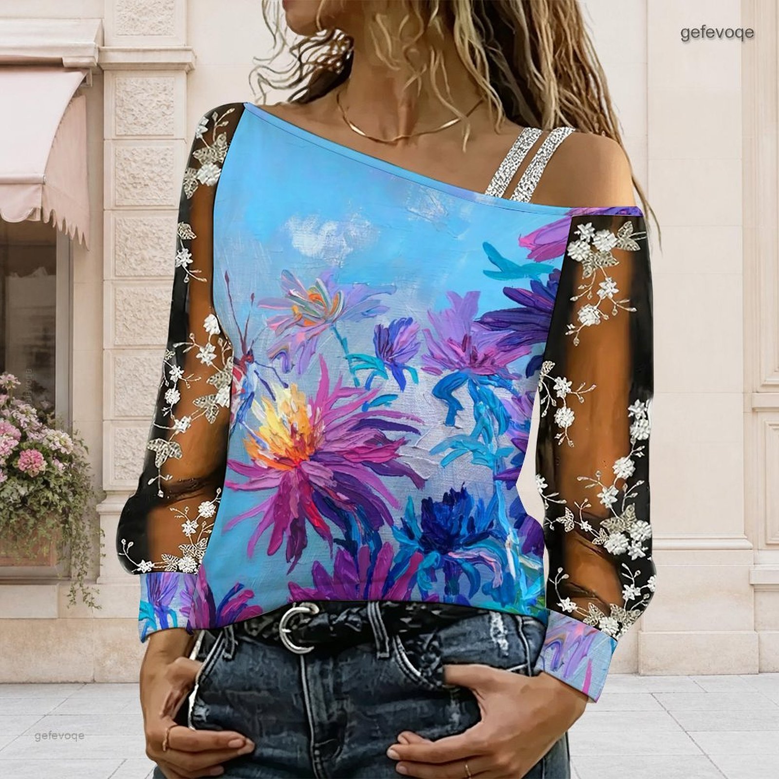 Women Off Shoulder Blouse Asym - Blouse Off Shoulder 评论和价格