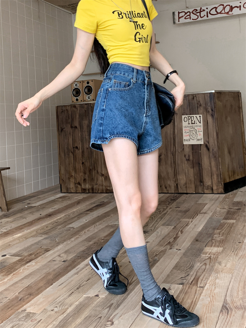 Blue denim shorts for women su - Shorts Denim Frayed 评论和价格